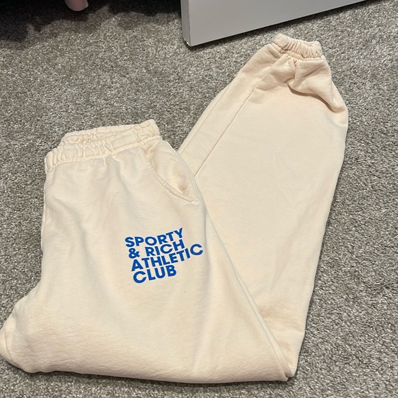Sporty & Rich Athletic Club Buttercream Joggers sweatpants Sz XS - Picture 4 of 9